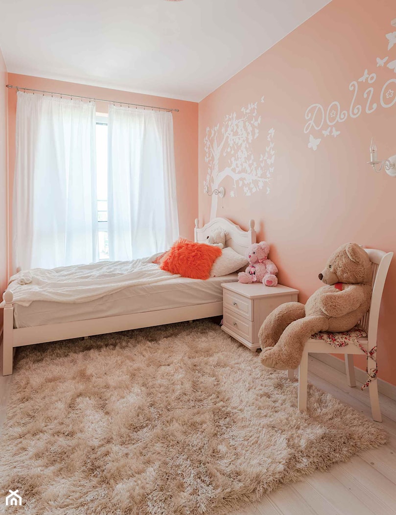 Pomarańczowy pokój dziecięcy - Średni pomarańczowy pokój dziecka dla dziecka dla dziewczynki, styl nowoczesny - zdjęcie od Carolineart - Homebook