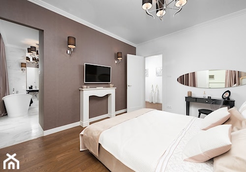 Eklektyczne wnętrze z łazienką w stylu glamour - Średnia biała szara sypialnia, styl glamour - zdjęcie od GALERIE VENIS
