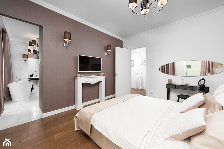 Eklektyczne wnętrze z łazienką w stylu glamour - Średnia biała szara sypialnia, styl glamour - zdjęcie od GALERIE VENIS