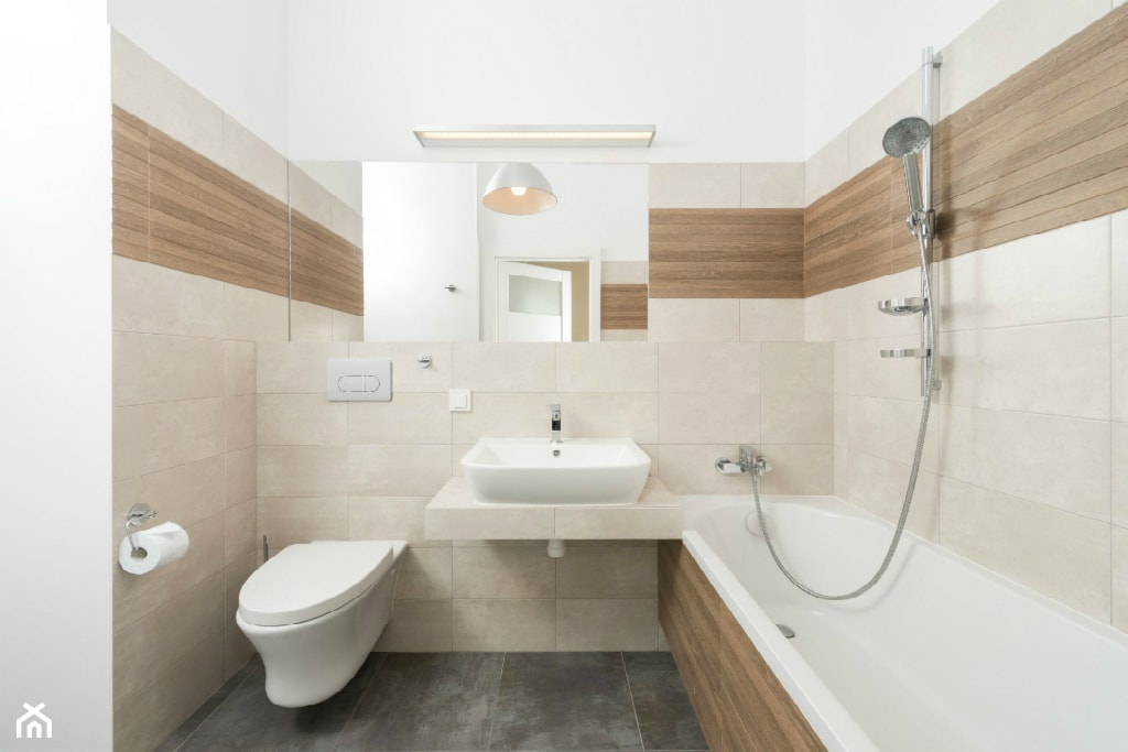 Dwupoziomowe mieszkanie w stylu nowoczesnym - Średnia bez okna łazienka, styl nowoczesny - zdjęcie od GALERIE VENIS - Homebook