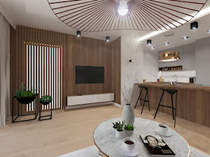 NOWOCZESNE MIESZKANIE - projekt - Duży salon z kuchnią z jadalnią, styl nowoczesny - zdjęcie od GALERIE VENIS