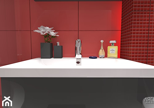 Czerwona łazienka - Łazienka, styl nowoczesny - zdjęcie od Architekt Anna Maj