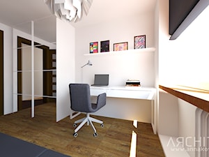 PROMIENNY SALON - Mała biała z biurkiem sypialnia, styl nowoczesny - zdjęcie od Architekt Anna Maj