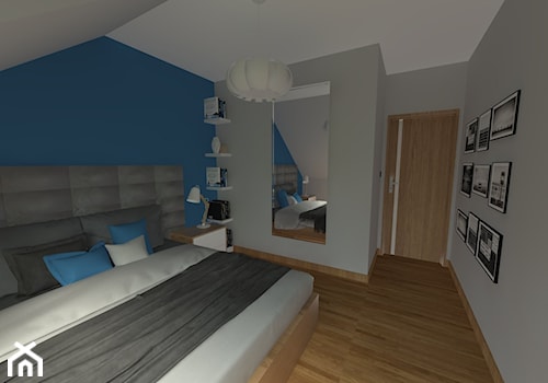 DOM W CHORZOWIE - Średnia niebieska szara sypialnia, styl nowoczesny - zdjęcie od Architekt Anna Maj