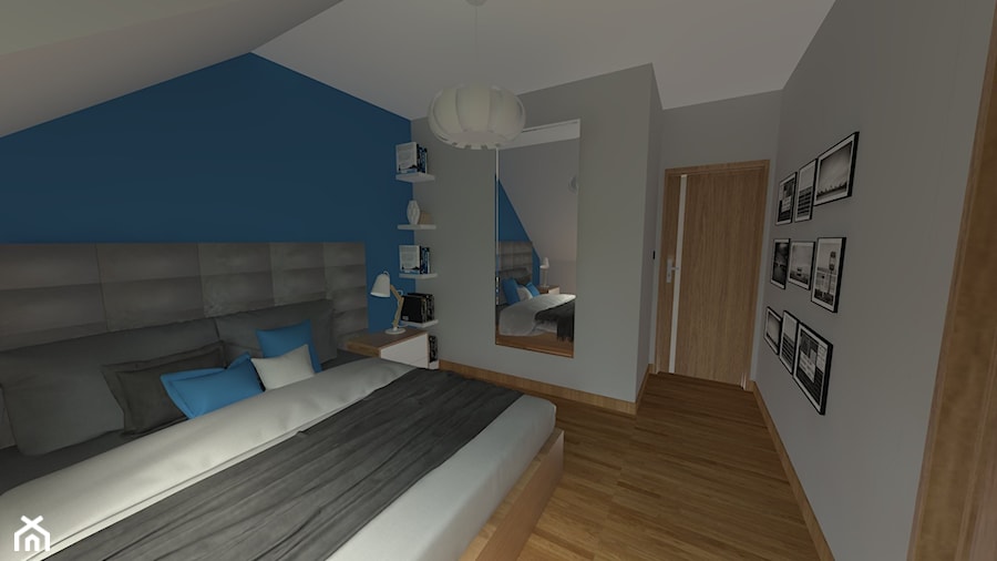 DOM W CHORZOWIE - Średnia niebieska szara sypialnia, styl nowoczesny - zdjęcie od Architekt Anna Maj