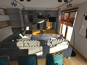 DOM W CHORZOWIE - Średni szary salon z jadalnią, styl nowoczesny - zdjęcie od Architekt Anna Maj