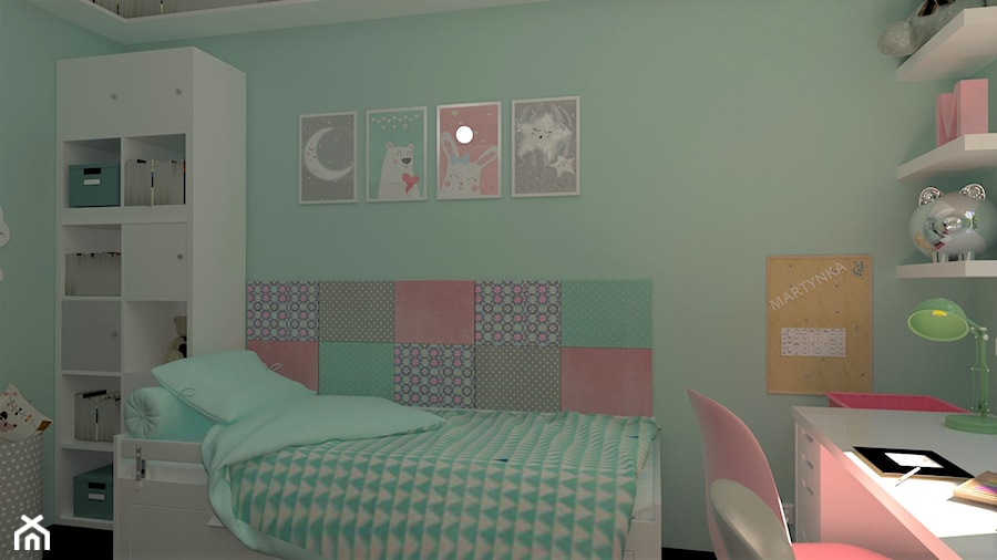 Mały zielony pokój dziecka dla dziecka dla nastolatka dla dziewczynki, styl skandynawski - zdjęcie od Architekt Anna Maj
