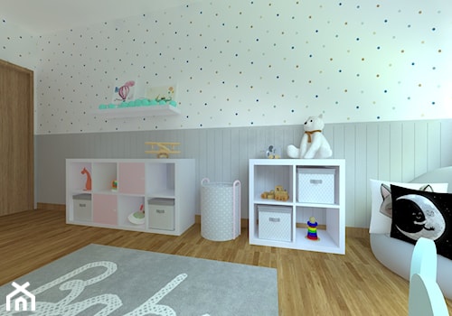 DOM W CHORZOWIE - Średni biały szary pokój dziecka dla dziecka dla chłopca dla dziewczynki, styl nowoczesny - zdjęcie od Architekt Anna Maj