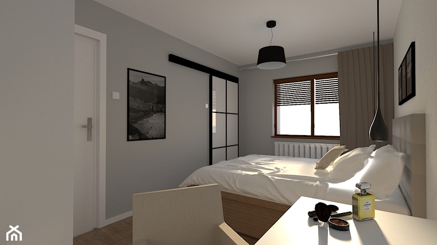 Sypialnia - Średnia szara z biurkiem sypialnia, styl nowoczesny - zdjęcie od Architekt Anna Maj