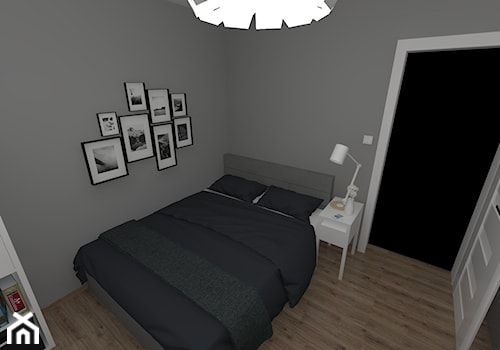 BIEL, CZERŃ I SZAROŚĆ - Mała szara sypialnia, styl nowoczesny - zdjęcie od Architekt Anna Maj