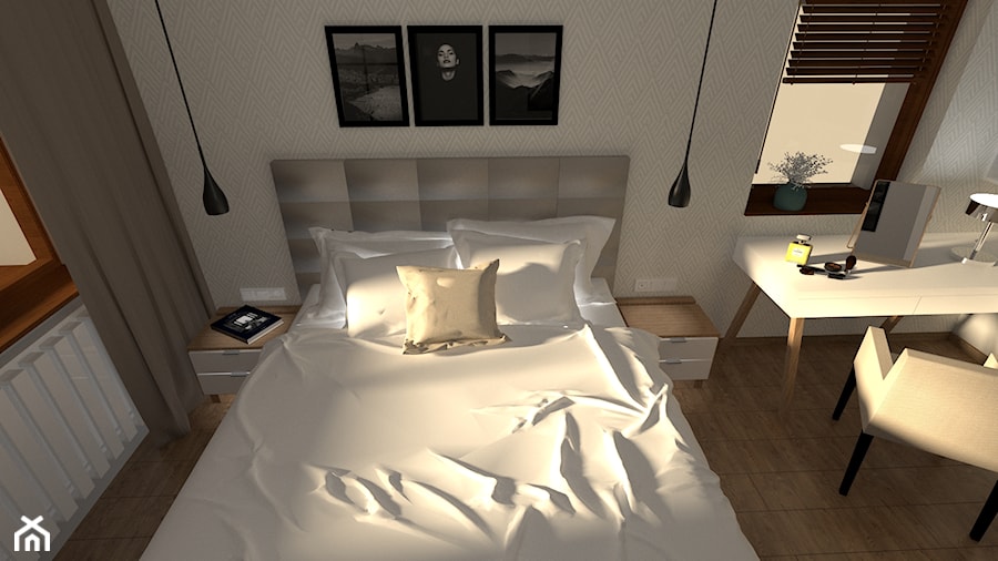 Sypialnia - Mała szara z biurkiem sypialnia, styl nowoczesny - zdjęcie od Architekt Anna Maj