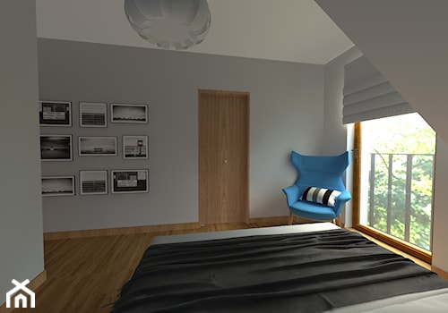 DOM W CHORZOWIE - Średnia szara sypialnia na poddaszu, styl nowoczesny - zdjęcie od Architekt Anna Maj