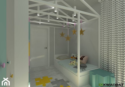 Pokój dziecięcy z łazienką - Mały szary pokój dziecka dla dziecka dla chłopca dla dziewczynki, styl nowoczesny - zdjęcie od CKkwadrat