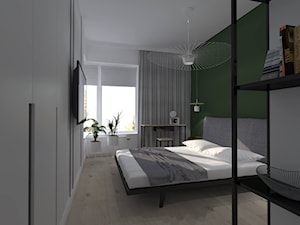 Minimalizm i nowoczesność - Mała szara zielona z biurkiem sypialnia, styl nowoczesny - zdjęcie od CKkwadrat