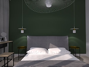 Minimalizm i nowoczesność - Mała biała zielona z biurkiem sypialnia, styl minimalistyczny - zdjęcie od CKkwadrat