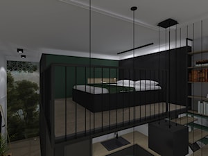 Mieszkanie z Antresolą - Mała czarna zielona sypialnia, styl nowoczesny - zdjęcie od CKkwadrat