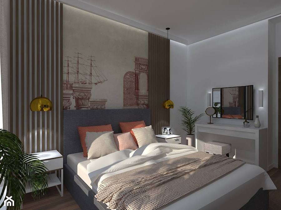 Ciepły klimat - Średnia biała sypialnia, styl nowoczesny - zdjęcie od CKkwadrat