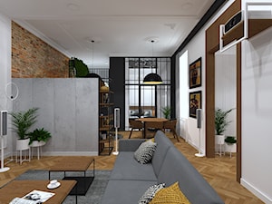 Mieszkanie w kamienicy - Średni biały szary salon z jadalnią, styl nowoczesny - zdjęcie od CKkwadrat