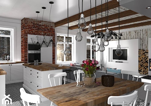 Mieszkanie prywatne Konstancin - Średnia biała jadalnia w kuchni, styl skandynawski - zdjęcie od CKkwadrat