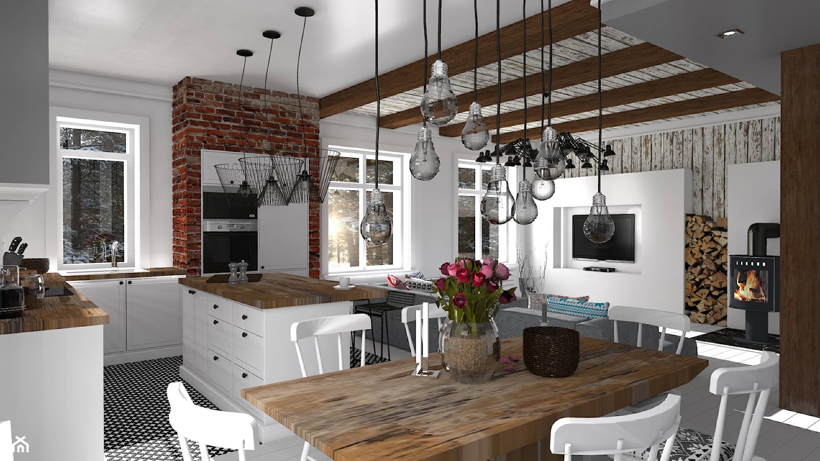 Mieszkanie prywatne Konstancin - Średnia biała jadalnia w kuchni, styl skandynawski - zdjęcie od CKkwadrat - Homebook