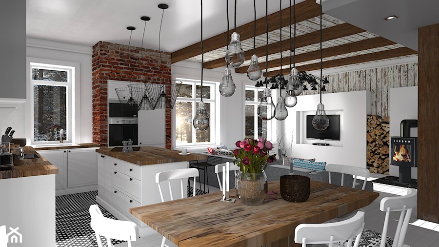 Mieszkanie prywatne Konstancin - Średnia biała jadalnia w kuchni, styl skandynawski - zdjęcie od CKkwadrat