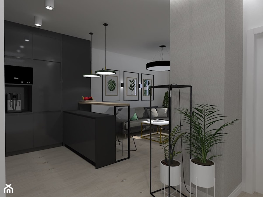 Minimalizm i nowoczesność - Średni biały salon z kuchnią z jadalnią, styl minimalistyczny - zdjęcie od CKkwadrat