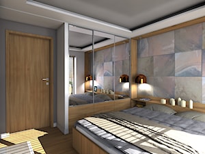 Mieszkanie prywatne Warszawa Ursynów - Średnia beżowa szara sypialnia, styl minimalistyczny - zdjęcie od CKkwadrat