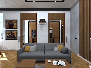 Mieszkanie w kamienicy - Średni biały szary salon z kuchnią, styl nowoczesny - zdjęcie od CKkwadrat