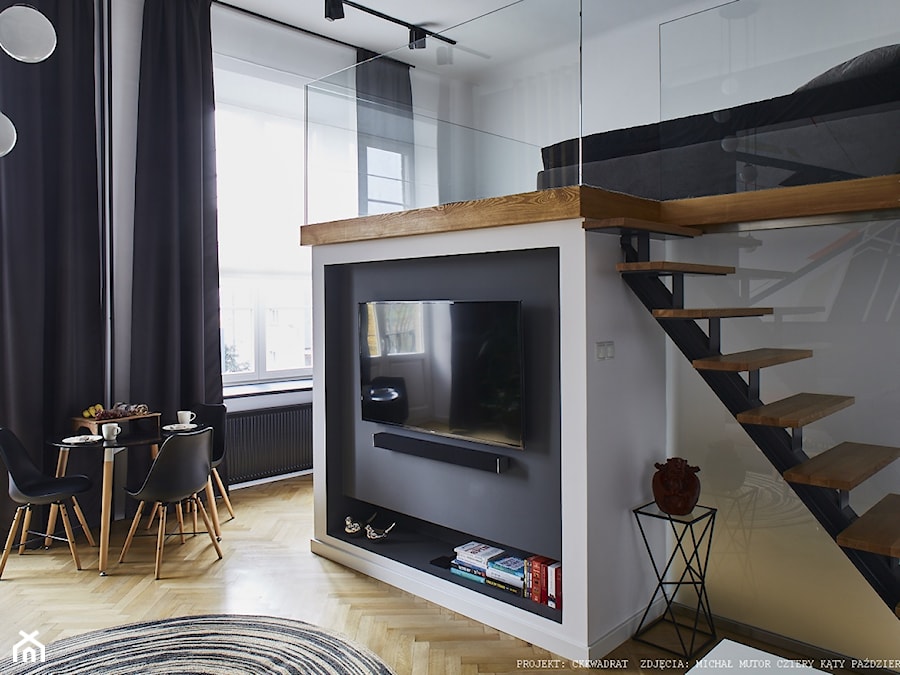 Apartament - Średni biały salon, styl nowoczesny - zdjęcie od CKkwadrat