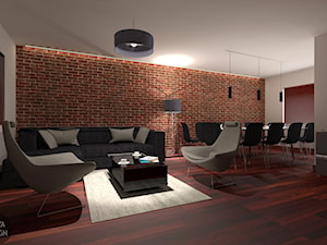 Widok na część wypoczynkową salonu - widok wieczorny - zdjęcie od Biuro Projektów MOYA