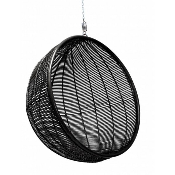 Fotel wiszący HK Living Rotan Bowl czarny - zdjęcie od Pufa Design - Homebook