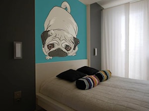 mieszkanie Koszalin - Średnia czarna niebieska sypialnia, styl minimalistyczny - zdjęcie od Fabrykawnetrz