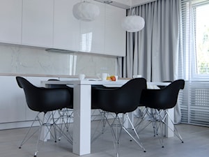 Apartament Olimpijski w Darłowie - Średnia jadalnia w salonie w kuchni, styl nowoczesny - zdjęcie od Fabrykawnetrz