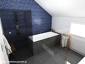 Łazienka z elementami drewna i mozaiki (3 wersje projektu) - Łazienka, styl nowoczesny - zdjęcie od APA ARCHES sp. z o.o. sp.k.