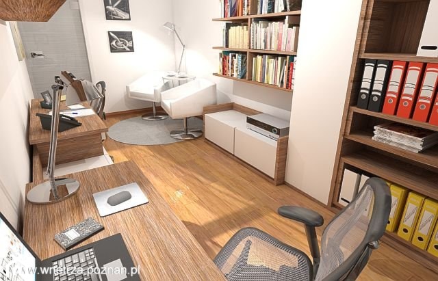 Pokój do pracy - Średnie białe biuro, styl nowoczesny - zdjęcie od APA ARCHES sp. z o.o. sp.k.