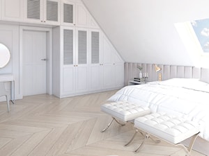 Dom dla rodziny - Średnia biała sypialnia na poddaszu, styl nowoczesny - zdjęcie od BEZ CUKRU studio projektowe
