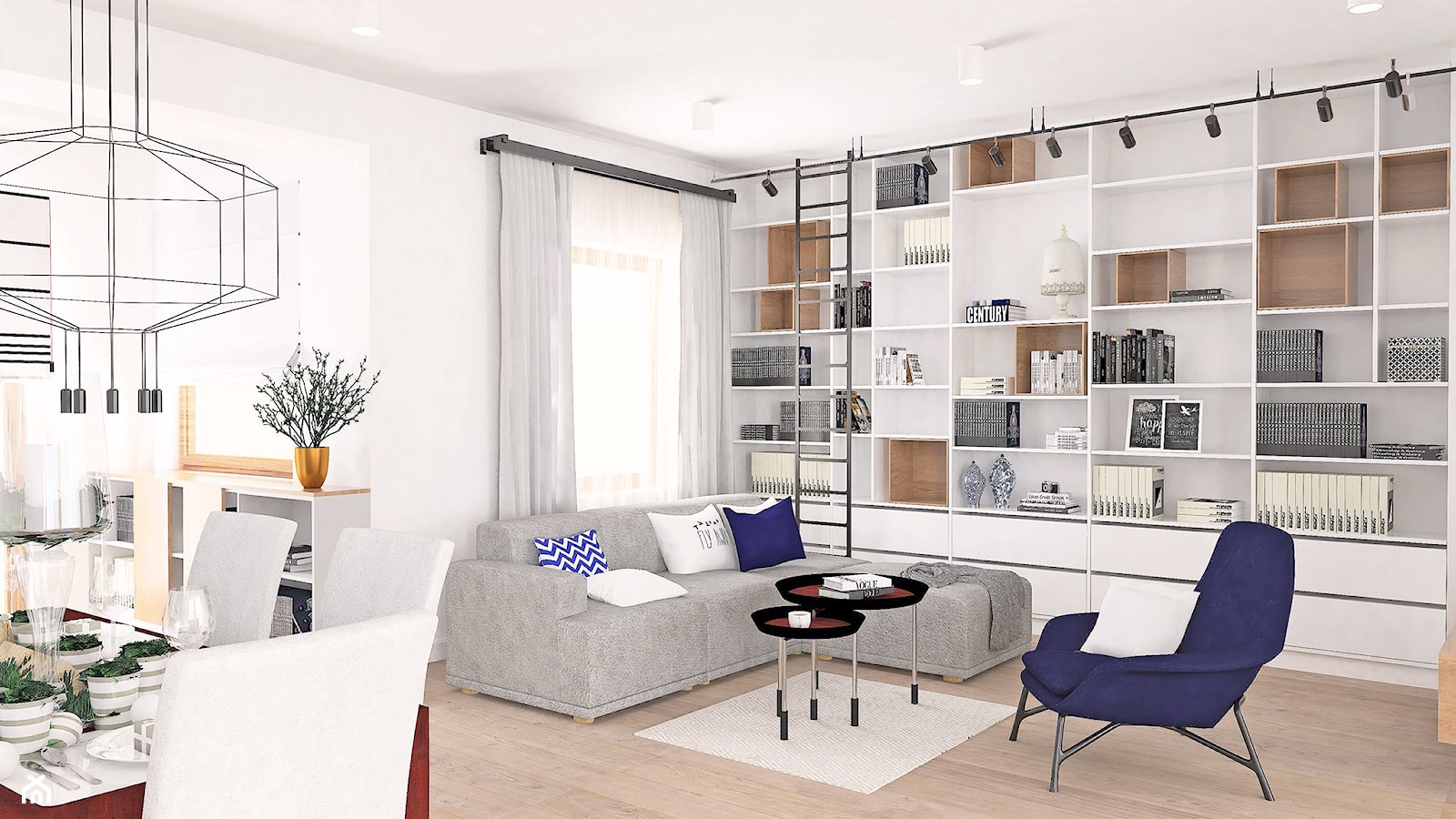 Mieszkanie w gdańskiej kamienicy - Średni biały salon z jadalnią, styl nowoczesny - zdjęcie od BEZ CUKRU studio projektowe - Homebook