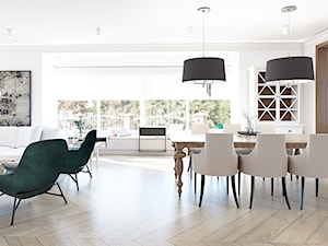 Dom dla rodziny - Średnia biała jadalnia w salonie, styl nowoczesny - zdjęcie od BEZ CUKRU studio projektowe