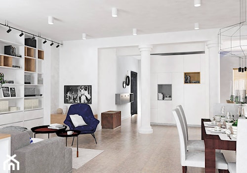 Mieszkanie w gdańskiej kamienicy - Średni biały szary salon z jadalnią, styl nowoczesny - zdjęcie od BEZ CUKRU studio projektowe