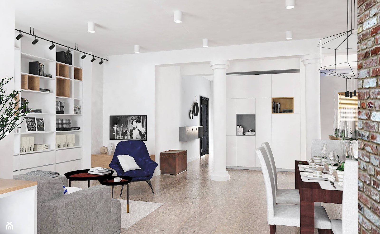 Mieszkanie w gdańskiej kamienicy - Średni biały szary salon z jadalnią, styl nowoczesny - zdjęcie od BEZ CUKRU studio projektowe - Homebook