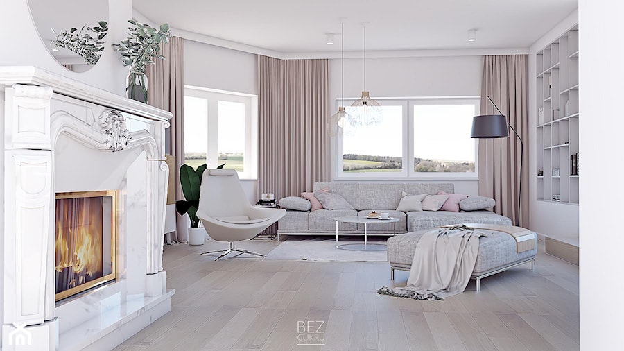 Dom nowoczesny - Mały biały salon, styl nowoczesny - zdjęcie od BEZ CUKRU studio projektowe