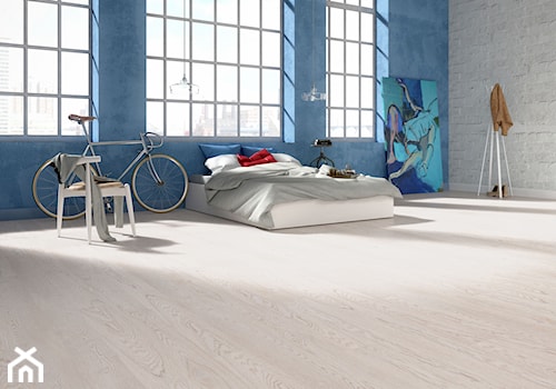 JEANS COLLECTION - Duża biała niebieska sypialnia, styl industrialny - zdjęcie od Baltic Wood