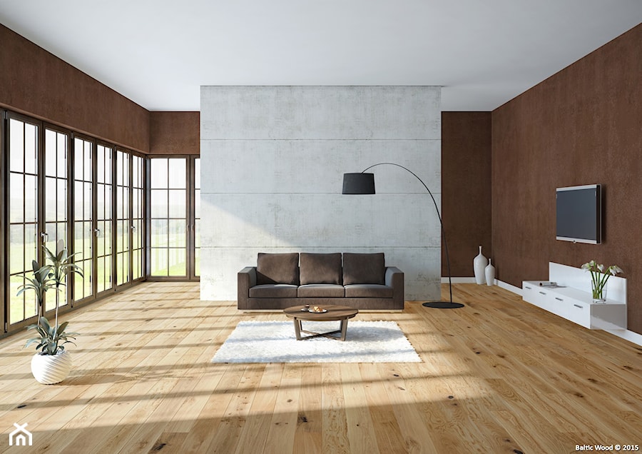 FASHION COLLECTION - Duży brązowy szary salon, styl minimalistyczny - zdjęcie od Baltic Wood