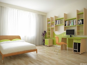 CLASSIC COLLECTION - Średnia biała zielona z biurkiem sypialnia - zdjęcie od Baltic Wood