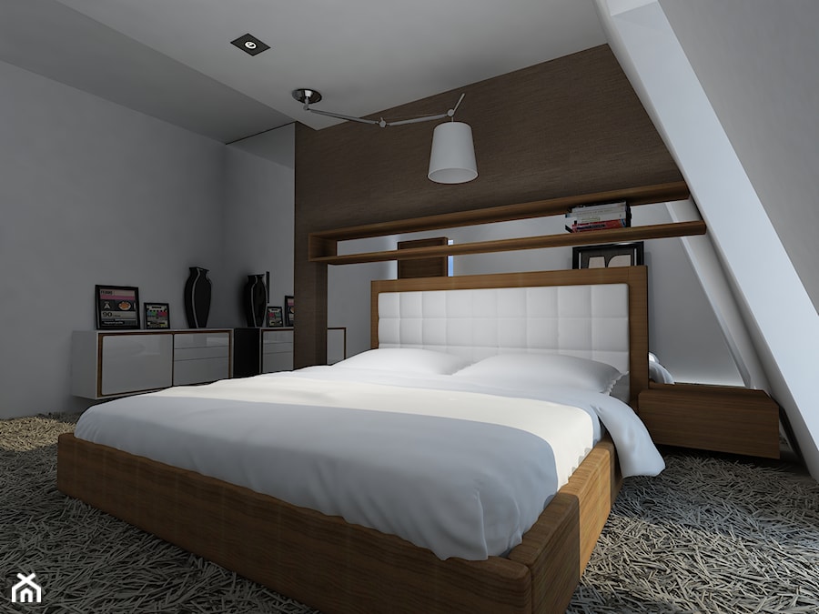 Apartament w Połczynie Zdroju - czekoladowa sypialnia - zdjęcie od Kameleon - Kreatywne Studio Projektowania Wnętrz