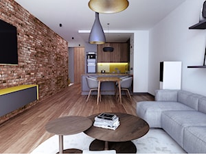 Mieszkanie Wilanów - Średni biały salon z kuchnią z jadalnią, styl nowoczesny - zdjęcie od Kameleon - Kreatywne Studio Projektowania Wnętrz