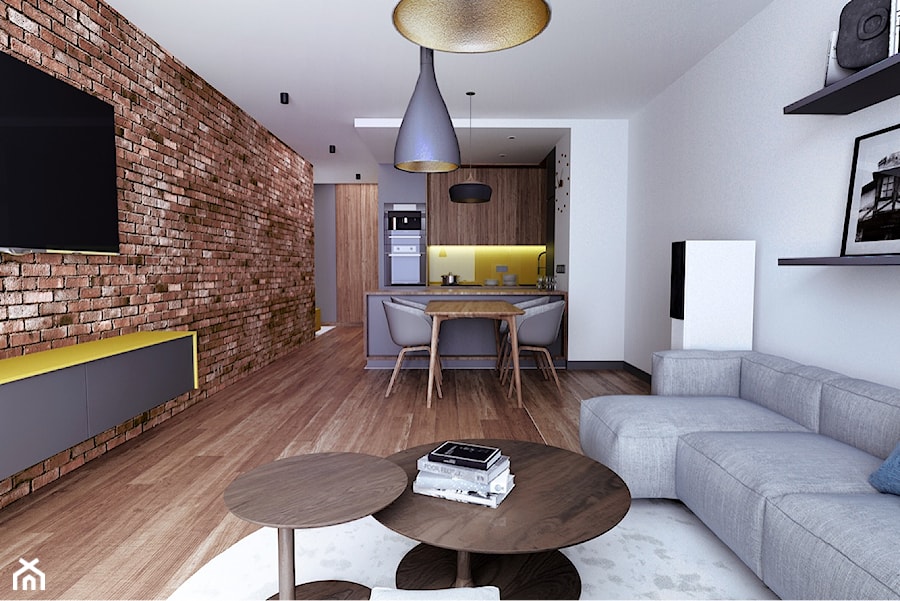Mieszkanie Wilanów - Średni biały salon z kuchnią z jadalnią, styl nowoczesny - zdjęcie od Kameleon - Kreatywne Studio Projektowania Wnętrz