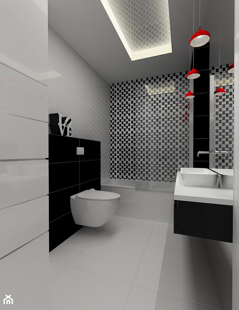 Apartament w Połczynie Zdroju - kontrast w łazience - zdjęcie od Kameleon - Kreatywne Studio Projektowania Wnętrz - Homebook