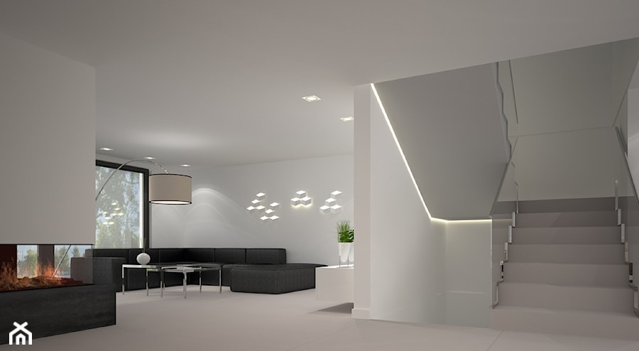 Dom w stylu Bauhaus - Niemcy - Schody dwubiegowe betonowe, styl minimalistyczny - zdjęcie od Kameleon - Kreatywne Studio Projektowania Wnętrz