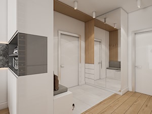 Mieszkanie Bemowo - Średni z wieszakiem biały hol / przedpokój, styl nowoczesny - zdjęcie od Kameleon - Kreatywne Studio Projektowania Wnętrz